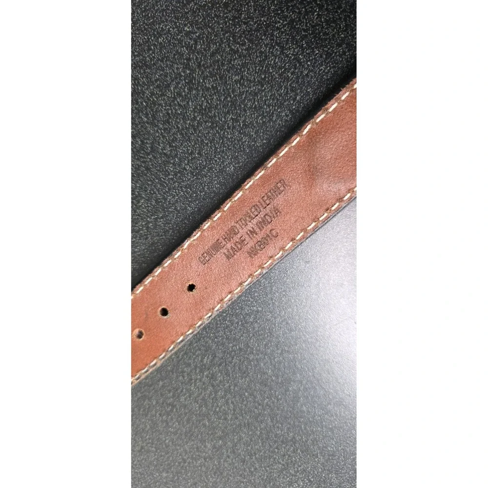Ranger Belt Co. Tooled Brown Leather Belt Cowhide Inlay Crosses Kids 28 Rodeo